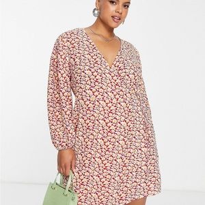 ASOS Glamorous Curve Wrap Mini Dress in red floral print! New on with tags!